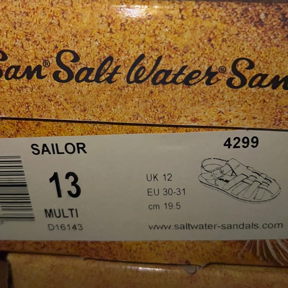 AUTH NIB Salt Water Sandal by Hoy Shoes Sun-San - Sailors MULTI COLOR